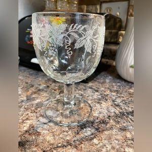 Vintage 6 Set Barlett Collins Ice And Gold Grape & Vine Pattern Stem Glasses